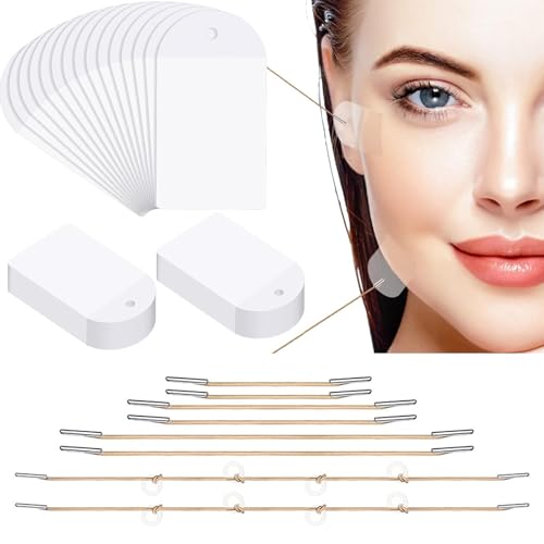 Face Lifting Tape 40 Stück – Unsichtbare Facelifting Aufkleber, Hautstraffende Gesichts, Transparentes V-Form Design für Augenpartie und Konturierung, für Make-up und tägliche Pflegeroutine von FWORUAIS