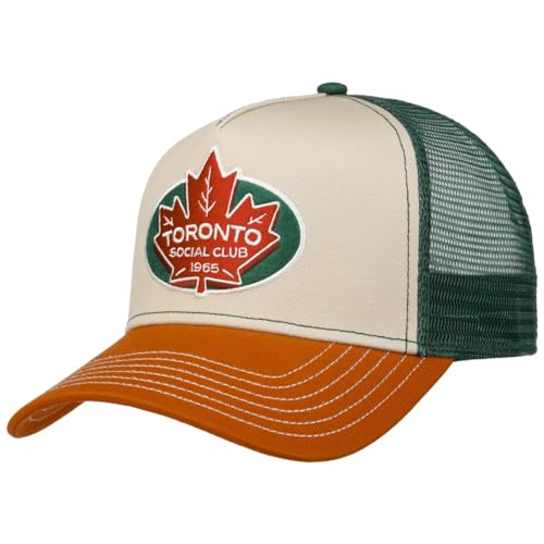 FWS Toronto Social Club Trucker Cap Basecap Baseballcap Truckercap Meshcap Herren - Snapback, mit Schirm, Schirm Sommer Frühling-Sommer - One Size beige-grün von FWS