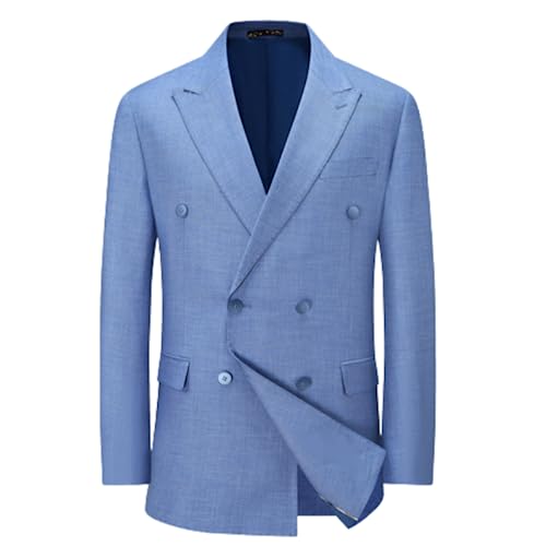 Blazer Herren,Zweireihiger Freizeit-Blazer Große Jacke Mit Verschlusskragen Schmale Passform Sportmantel Starker Mann Formelle Anzugjacken Geeignet für Party Date Abschlussball Hochzeit Eleganter Bl von FWSHANGMAO