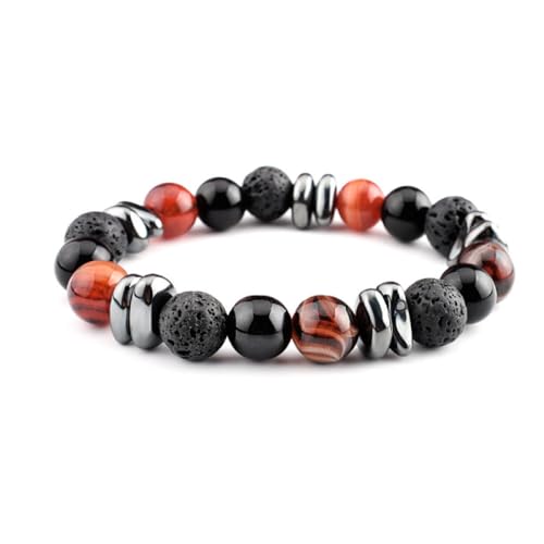 FWSHANGMAO 10 Mm Perlenarmbänder Für Männer Und Frauen,Unregelmäßiges Hämatit-Achat-Perlenarmband,Geburtstagsgeschenke Für Männer,Chakra-Armbänder Für Frauen Und Männer von FWSHANGMAO