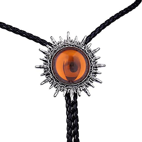 FWSHANGMAO Bolo Krawatte,Western Denim Krawatte Sonne Blumen Design Bolo Krawatte Bernstein Time Gem Anhänger Bolo Tie Glamour Vintage Seilkrawatte Für Elegante Accessoires von FWSHANGMAO