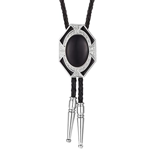 FWSHANGMAO Bolo Tie,Western Denim Krawatte Klassischer Stil Bolo Krawatte Schwarz Naturstein Krawatten Klassischer Einfacher Anhänger Krawatte Für Elegante Accessoires von FWSHANGMAO