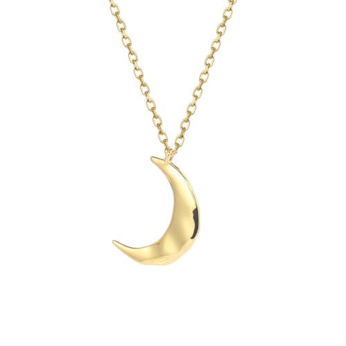 FWSHANGMAO Damen-Halskette Aus 925Er-Silber Mond-Halskette An Goldener Kette Halskette Mit Unregelmäßigem Halbmond-Anhänger Geburtstagsgeschenk Für Frauen Und Mädchen Golden von FWSHANGMAO