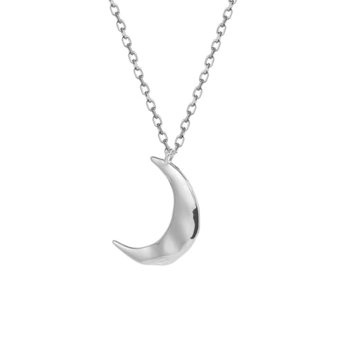 FWSHANGMAO Damen-Halskette Aus 925Er-Silber Mond-Halskette An Silberkette Unregelmäßige Halbmond-Anhänger-Halskette Geburtstagsgeschenk Für Frauen Und Mädchen Einfache Accessoires von FWSHANGMAO