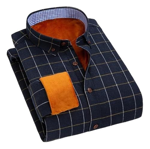 FWSHANGMAO Hemdjacke Herren,Herren Thermohemd Schwarz Kariertes Hemd Dickes Flanell Businesshemd Winter Holzfäller Arbeitshemd Knopf Gebürstetes Hemd Für Herren Langarm Sweatshirt,M von FWSHANGMAO