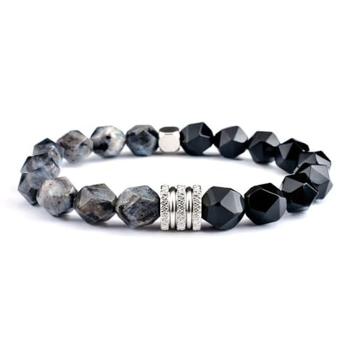 FWSHANGMAO Herren-Armbänder,Diamant-Facetten-Armband Mit Schwarzem Glitzerstein,10 Mm,Perlen-Geburtstagsgeschenke Für Männer,Chakra-Armbänder Für Frauen,Herren-Stretch-Perlenarmband von FWSHANGMAO