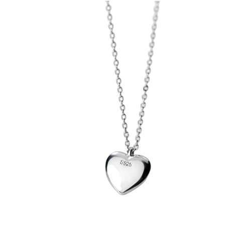 FWSHANGMAO Herz-Halskette Aus 925Er-Sterlingsilber Glatte Silberne Herz-Anhänger-Halskette Liebes-Halskette Für Frauen Teenager Mädchen Schmuck Geschenk Valentinstag Silbrig von FWSHANGMAO