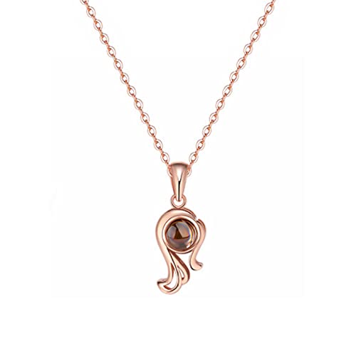 FWSHANGMAO Silberkette Damen,S925 Silber Halskette Jungfrau Edelstein Anhänger Halskette Sternzeichen Roségold Zirkon Halskette Geburtsstein Halskette Geschenkschmuck Für Mama Jungen Mädchen von FWSHANGMAO