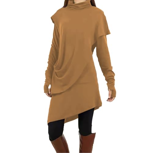 FWbfde Freizeitkleid Damen Sommerkleid Damen Knielang Unregelmäßiger Saum Frühling Schlanke Langarm Fledermaus-Ärmel Urlaubskleid Einfarbig Schleifen Midikleid(A1-Lila,S) von FWbfde