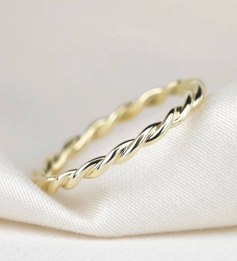 Kordelring "Emily" Gold 585 14Kt Filigraner Verlobungsring Beisteckring Vorsteckring Stapelring Ring 1.9 Mm Geschenk von FXBilzGoldschmiede