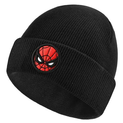 Unisex Strickmütze, Beanie Mütze Wintermützen Spiderman Strickmütze für Kinder, Beanie Mütze Herren Damen, Winter Warme Mütze Beanie Gestrickt Strickmütze Kinder, Winter Mütze für Jungen Mädchen von FXFOOT