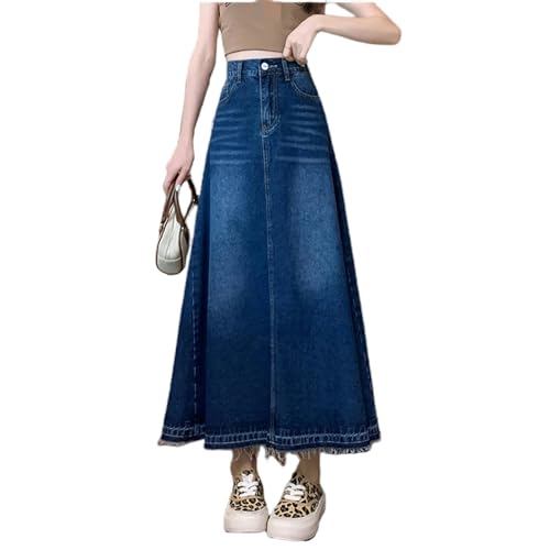FXSMCXJ Jeans Rock Für Damen Frauen Denim Lange Röcke Elastische Hochtüfende Röcke Frühling Herbst Retro Jean Röcke Großgröße 6XL Losen Regenschirmröcken-blau-3xl von FXSMCXJ