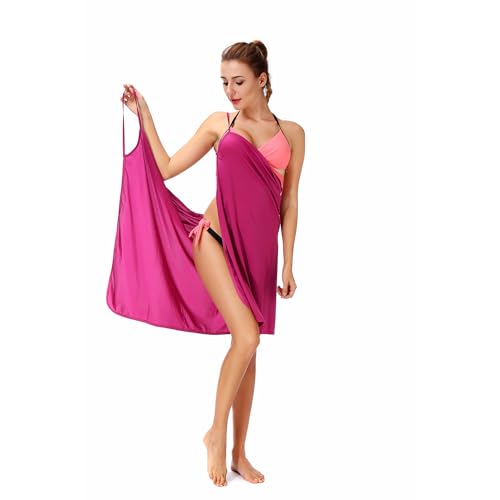 FXTYK Bikini Cover Up Strandkleid Sexy Spaghetti-TräGer RüCkenfreies Langes Wickelkleid Summer Strandkleider Damen Sommer Bademode Dress von FXTYK