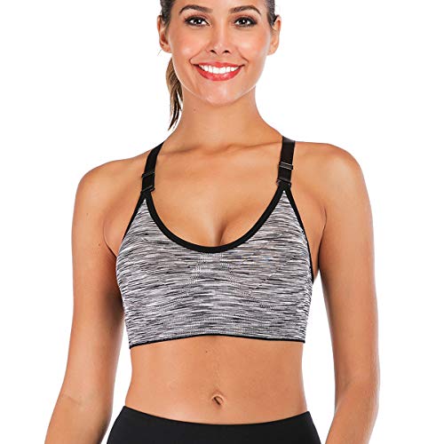 FXTYK Damen Mid Impact Sport-BH Nahtlose verstellbare Schultergurte und abnehmbare Pads Gym Yoga BH Workout Fitness Activewear gepolsterte BHS von FXTYK