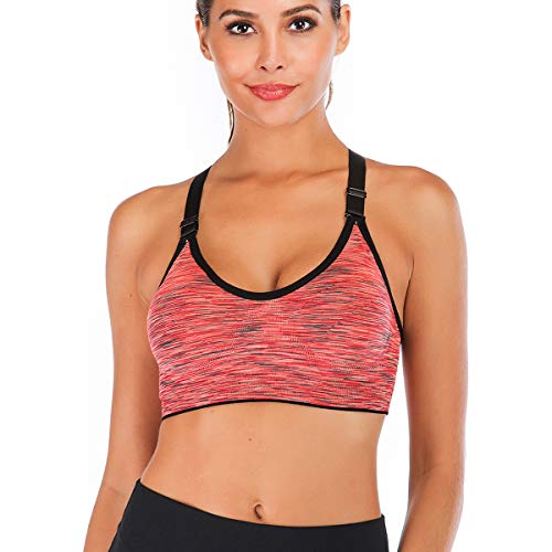 FXTYK Damen Mid Impact Sport-BH Nahtlose verstellbare Schultergurte und abnehmbare Pads Gym Yoga BH Workout Fitness Activewear gepolsterte BHS von FXTYK