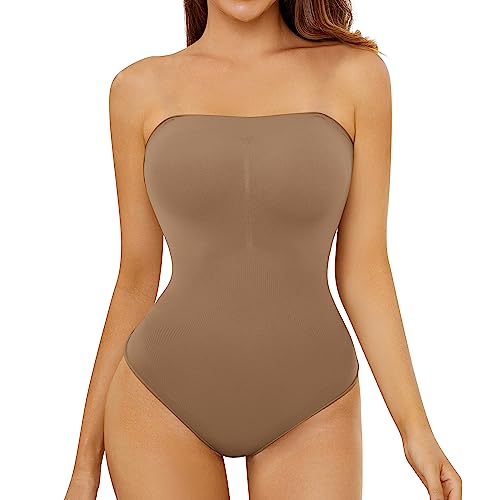 FXTYK Damen Shapewear Bauchweg Formende Body Trägerloses Tanga Top Bodysuit Shapewear Verstellbarer abnehmbarer Schultergurt FüR Frauen UnterwäSche Thong von FXTYK
