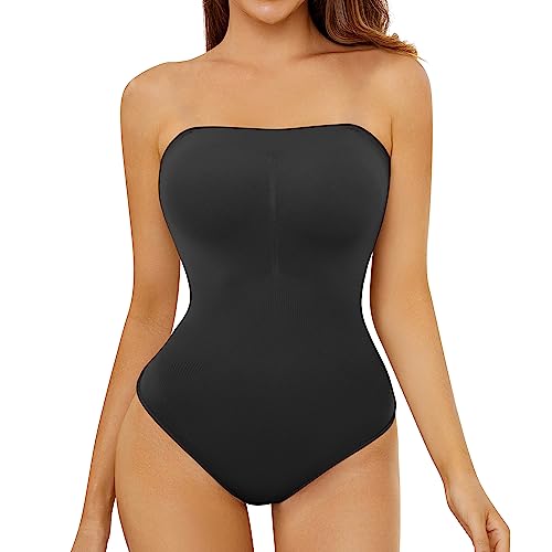 FXTYK Damen Shapewear Bauchweg Formende Body Trägerloses Tanga Top Bodysuit Shapewear Verstellbarer abnehmbarer Schultergurt FüR Frauen UnterwäSche Thong von FXTYK