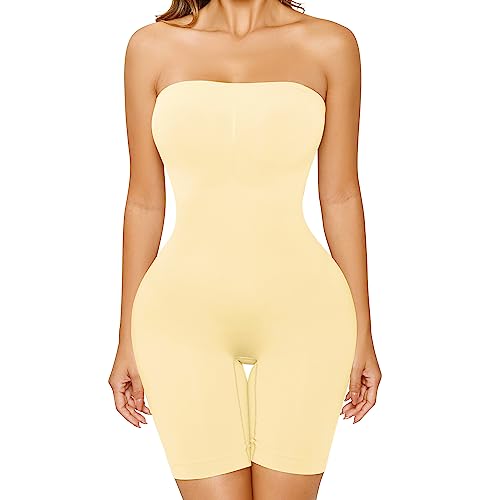 FXTYK Damen Shapewear Bauchweg Formende Body Trägerloses Top Bodysuit Shapewear Miederhose Verstellbarer abnehmbarer Schultergurt FüR Frauen UnterwäSche von FXTYK