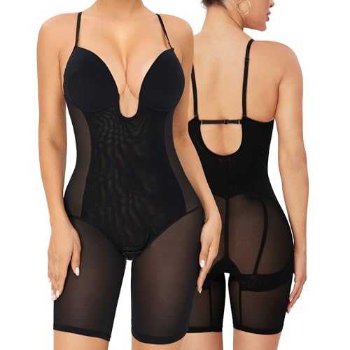 FXTYK Damen Shapewear Bauchweg Formende Body U Plunge Rückenfrei Top Bodysuit Shapewear Miederhose Verstellbarer Schultergurt FüR Frauen UnterwäSche von FXTYK