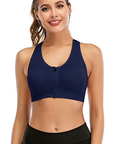 FXTYK Zip Front Sport-BH Post Surgery BH YogaWorkout Fitness Activewear Racerback gepolsterte BHS für Frauen von FXTYK