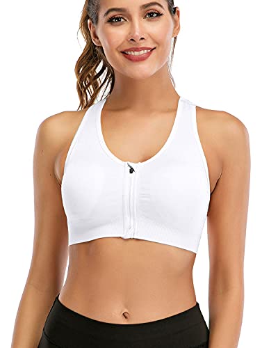 FXTYK Zip Front Sport-BH Post Surgery BH YogaWorkout Fitness Activewear Racerback gepolsterte BHS für Frauen von FXTYK