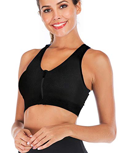 FXTYK Zip Front Sport-BH Post Surgery BH YogaWorkout Fitness Activewear Racerback von FXTYK
