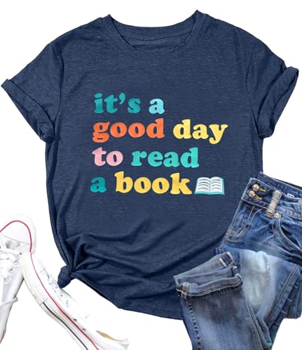 Banned Books, Shirts für Frauen, Lese-T-Shirts, Geschenke für Lehrer, Bücherwurm-Leser, Bibliothekarin, Bibliophile, T-Shirt, Tops, S-XXL, Dunkelblau, Klein von FYAPHION