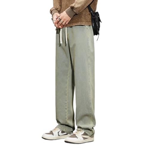 FYCYGG Herren Baggy Jeans Y2k Jeanshose Vintage Straight Leg Denim Hosen Teenager Jungen Streetwear Hip Hop Arbeitshose(Earthy Yellow,L) von FYCYGG