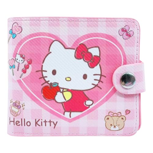 FYDZBSL Heello Kiitty Geldbörsen Anime Cartoon Geldbeutel Niedliche Faltbare Geldbörse mit Klein PU Geldbörse Cartoon Charakter Bifold Wallet Geburtstagsgeschenke von FYDZBSL
