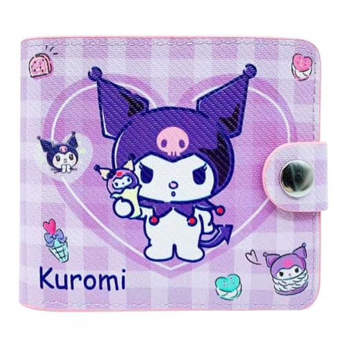 FYDZBSL Kuuromi Cartoon Faltgeldbörse Portemonnaie Kinder Anime Faltgeldbörse Geldbörse Münztasche PU Leder Geldbörse Portemonnaie Tragbare Münztasche Geburtstagsgeschenk von FYDZBSL
