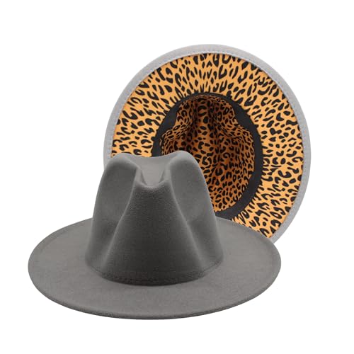 FYESTO Unisex Festival Fedora Hut mit Leopardenmuster Grau FYESTO Unisex Festival Fedora Hut mit Leopardenmuster Grau von FYESTO