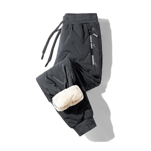 FYHTC Unisex Wollhose wasserdichte und Winddichte Hose mit Wollfutter, Warme Jogginghose aus Plüsch, Jogginghose mit Lammfellfutter(A-Gray,X-Large) von FYHTC