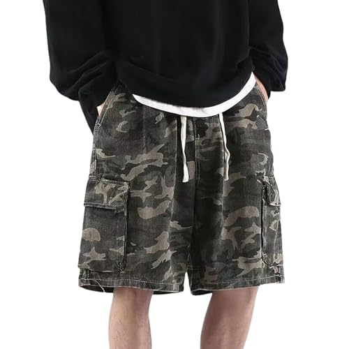 Herren Camo Cargo Shorts Y2k Baggy Jorts Hip Hop Camouflage Shorts Goth Bermuda Shorts Streetwear(XX-Large) von FYHTC