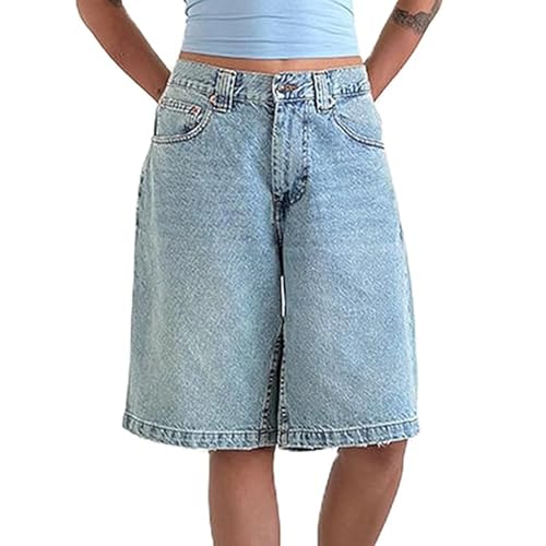 Y2K Baggy Jeans Shorts Denim Shorts Oversized Jeanshose Kurze Damen Jeans Shorts Grunge Hip Hop Hose Teenager Streetwear Cargohose Bermuda Shorts(Blue,X-Large) von FYHTC