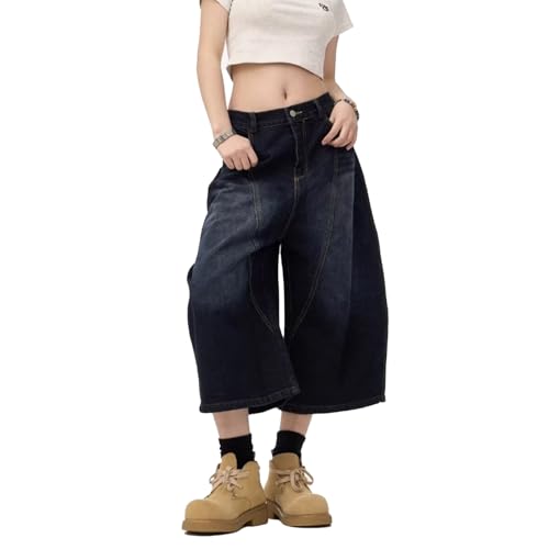 Y2k Baggy Jeansshorts Jorts Hip Hop Shorts Skater Jeans Grunge Ästhetische Hosen(Small) von FYHTC