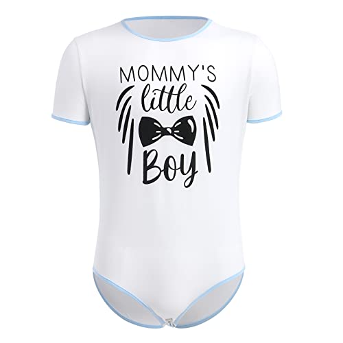 ABDL Body Männer Herren Overall Bodysuit Kurzarm T-Shirt Unterhemd Ouvert Body Männer Sportbody Druckknöpfe im Schritt Karikatur Gedruckt Einteiler Jumpsuit Playsuit Unterwäsche Nachthemd Weiß 2XL von FYMNSI