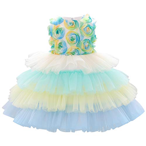 Baby Kleid Kleinkinder Taufkleid Mädchen Blumen Tüll Tütü Prinzessin Geburtstag Partykleid Abendkleid Festliches Festkleid Sommer Ärmellos Bowknot Hochzeits Brautjungfer Kleider Grün 6-12 Monate von FYMNSI