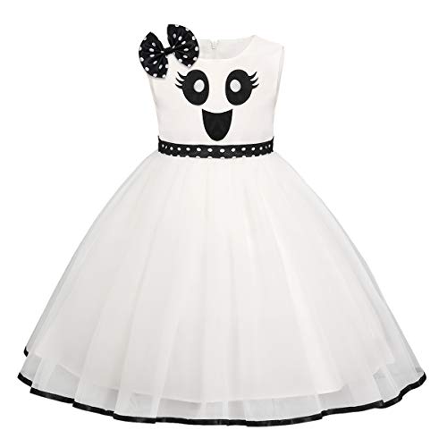 Baby Kleinkinder Mädchen Halloween Kostüm Geist Ärmellos Tütü Tüll Prinzessin Partykleid Fasching Karneval Cosplay Verkleidung 1 Geburtstag Kleid Festliches Festkleid Abendkleid Weiß 12-18 Monate von FYMNSI