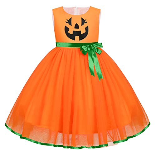 Baby Kleinkinder Mädchen Halloween Kostüm Kürbis Ärmellos Tütü Tüll Prinzessin Partykleid Fasching Karneval Cosplay Verkleidung 1 Geburtstag Kleid Festliches Festkleid Abendkleid Orange 3-4 Jahre von FYMNSI