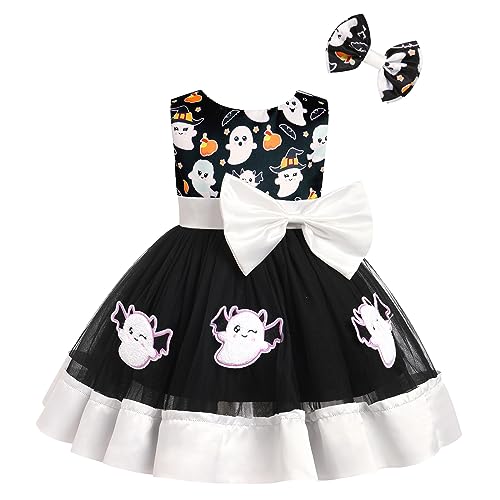 Baby M?dchen Halloween Geist Kost?m 1. Geburtstag Partykleid Pailletten T?llkleid ?rmellos Prinzessin Festliches Festkleid Abendkleider Schleife Stirnband Kleinkinder Ballkleid Schwarz 18-24 Monate von FYMNSI