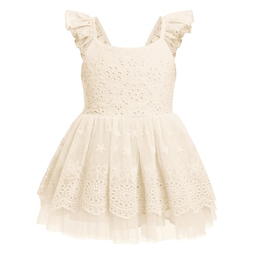 Baby M?dchen Kleid Neugeborenes Taufkleid S?ugling Spitzenkleid Sommer ?rmellos Partykleid 1. Geburtstag Outfit Baumwolle Prinzessin T?t? T?llkleid Festliches Festkleid Abendkleid Aprikose 6-12 Monate von FYMNSI