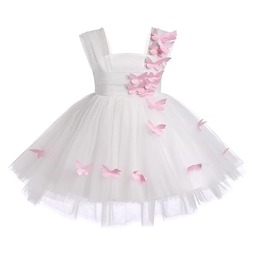 Baby M?dchen Taufkleid Prinzessin T?llkleid Blumenm?dchen Schmetterling Festlich Festkleid Hochzeit Brautjungfer 1. Geburtstag Partykleid Festzug Formal Abendkleid Babybekleidung Wei? 2-3 Jahre von FYMNSI