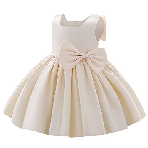 Baby M?dchen Taufkleid Satinkleid Abendkleid Prinzessin Geburtstag Partykleid Bowknot ?rmellos A-Linie Festliches Festkleid Ballkleid Kinder Hochzeit Brautjungfer Kleider Champagner 8-9 Jahre von FYMNSI