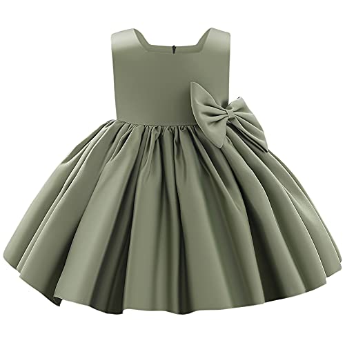 Baby M?dchen Taufkleid Satinkleid Abendkleid Prinzessin Geburtstag Partykleid Bowknot ?rmellos A-Linie Festliches Festkleid Ballkleid Kinder Hochzeit Brautjungfer Kleider Gr?n 18-24 Monate von FYMNSI