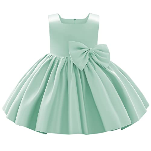 Baby M?dchen Taufkleid Satinkleid Abendkleid Prinzessin Geburtstag Partykleid Bowknot ?rmellos A-Linie Festliches Festkleid Ballkleid Kinder Hochzeit Brautjungfer Kleider Minze 5-6 Jahre von FYMNSI