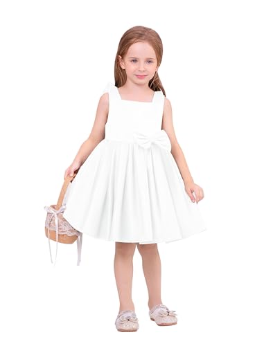 Baby M?dchen Taufkleid Satinkleid Abendkleid Prinzessin Geburtstag Partykleid Bowknot ?rmellos A-Linie Festliches Festkleid Ballkleid Kinder Hochzeit Brautjungfer Kleider Wei? 18-24 Monate von FYMNSI