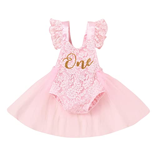 Baby Mädchen 1. Geburtstag Fotoshooting Outfit Spitze Body Strampler Tüll Tütü Prinzessin Partykleid Festkleid Kleinkinder Es ist Mein Erster Geburtstag Party 1 Jahr Alt Sommer Bekleidung Rosa 9-12M von FYMNSI