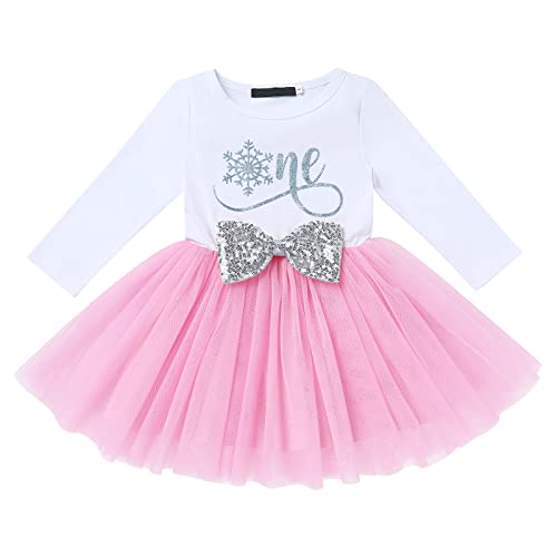 Baby Mädchen Mein 1. Geburtstag Partykleid Elsa Kostüm Baumwolle Langarm Tutu Tüll Prinzessin Kleid Festkleid Abendkleid Herbstkleid Weihnachten Fotoshooting Bekleidung Silber Schneeflocke 1 Jahr von FYMNSI