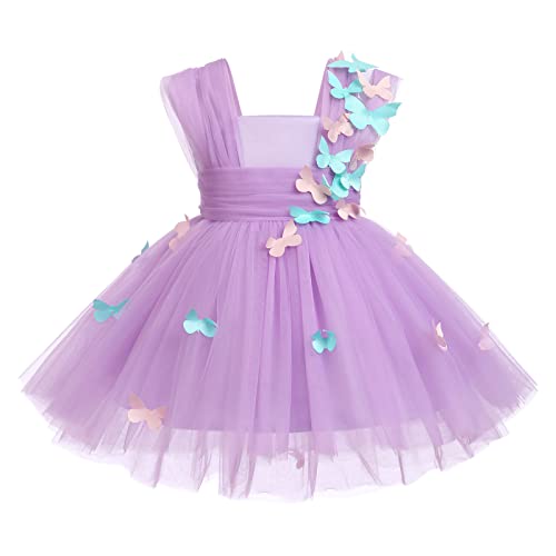 Baby Mädchen Prinzessin Kleid Blumenmädchenkleid Taufkleid Kleinkinder Schmetterling Festlich Festkleid Hochzeit 1. Geburtstag Partykleid Festzug Prinzessin Tüllkleid Formal Abendkleid Violett 12-18M von FYMNSI