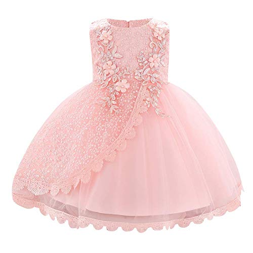 Baby Mädchen Prinzessin Kleid Tütü Taufkleid Geburtstag Partykleid Blumenmädchen Hochzeit Brautjungfer Festliches Elegant Ärmellos Abendkleid Formal Kleidung Ostern Fotoshooting Rosa 9-12 Monate von FYMNSI